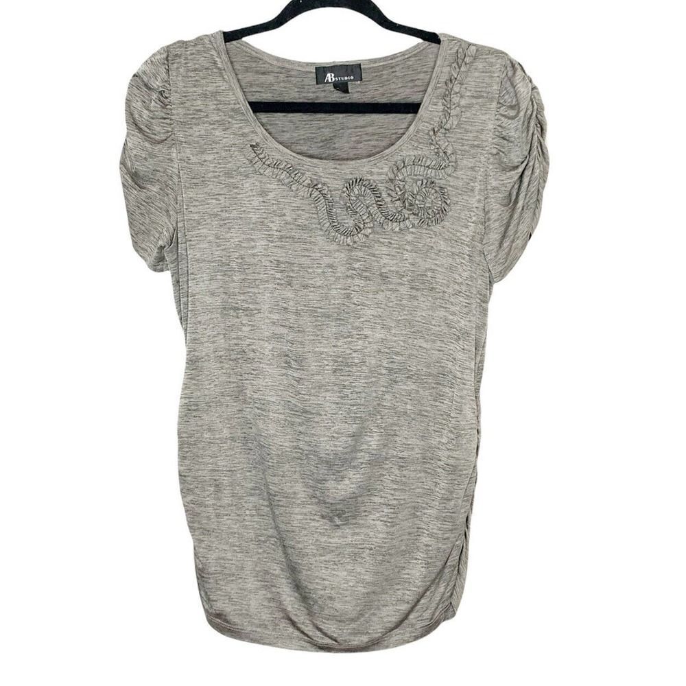 AB Studio Women’s Heathered Ruched Elastic Top Size Large